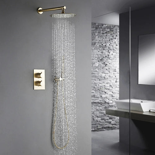 Bathroom Faucet Brushed Gold Shower Set