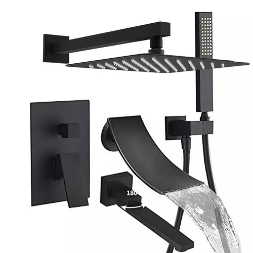 Black  Stainless Steel in Wall Shower Set