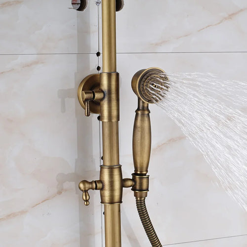 Antique Brass Wall Mounted Bathtub Shower Set Faucet